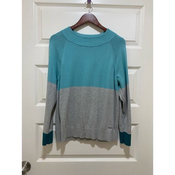 Nautica Sweater Color Block Gray and Light Blue Size M - Picture 1 of 7